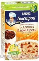 КАША БЫСТРОВ 5 ЗЛАКОВ ИЗЮМ И ОРЕХИ 6*40Г