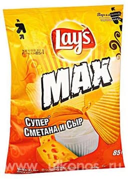 Lay's Max, Чипсы картофельные Сметана и сыр, 80г