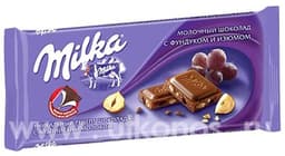 Шоколад Milka молочный фундук-изюм 100г