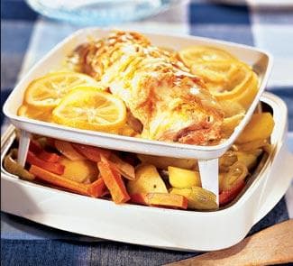 Форель на пару с овощами