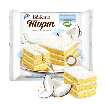 Торт бисквитный "BiSKonti" кокосовый