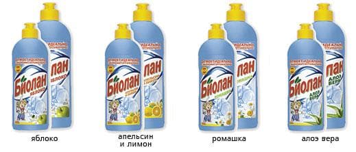 Средством для мытья посуды Биолан