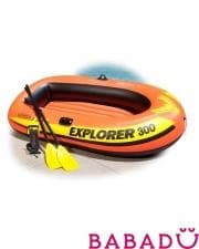 Лодка Intex explorer 300 211х117х41см пластик. весла