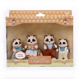 Флоковые игрушки "Семья енотов" Village Story