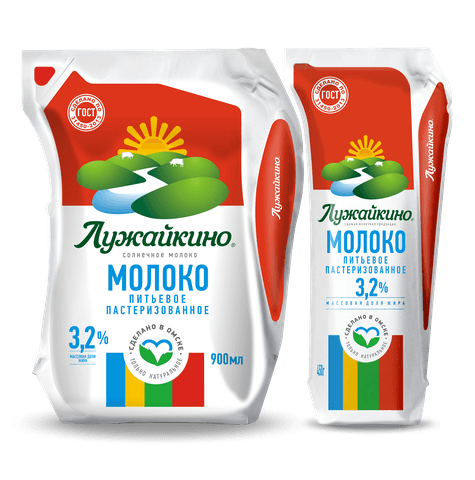 Молоко "Лужайкино" 3,2% 900гр