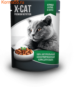 X-CAT влажный корм с курицей и уткой в соусе