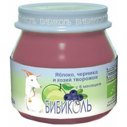 Пюре Бибиколь яблоко, черника и козий творожок