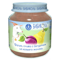 Пюре Бибиколь груша, слива с йогуртом