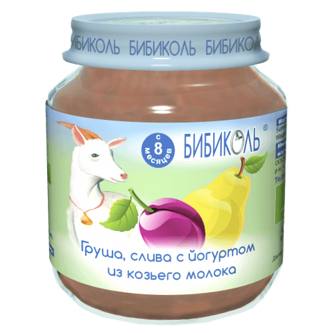 Пюре Бибиколь груша, слива с йогуртом