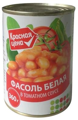 Фасоль белая в томатном соусе "Красная цена"