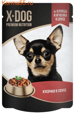 Корм X-DOG кусочки в соусе из курицы и ягненка