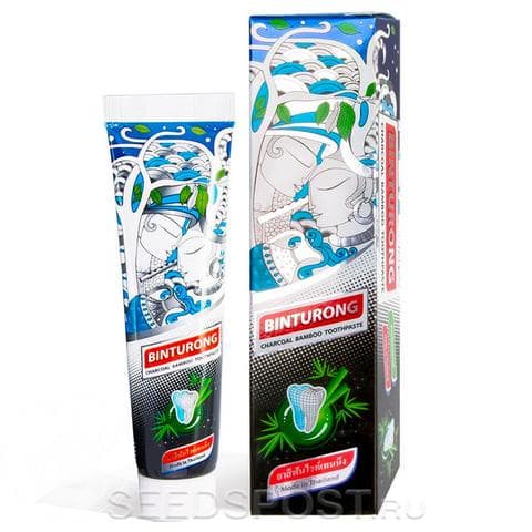 Charcoal bamboo toothpaste Угольная зубная паста BINTURONG черная зубная паста
