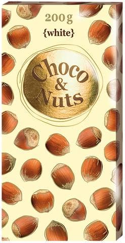 Шоколад Choco & Nuts Белый с цельным фундуком