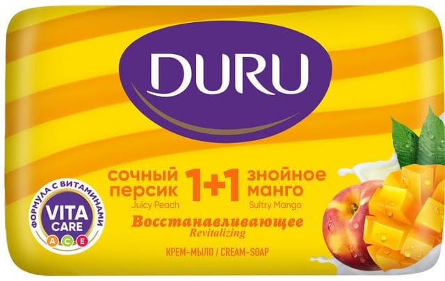 Крем-мыло Duru 1+1 восстанавливающее Сочный персик и знойное манго