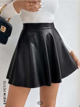 Раскрашенная юбка Shein petite С высокой талией из искусственной кожи