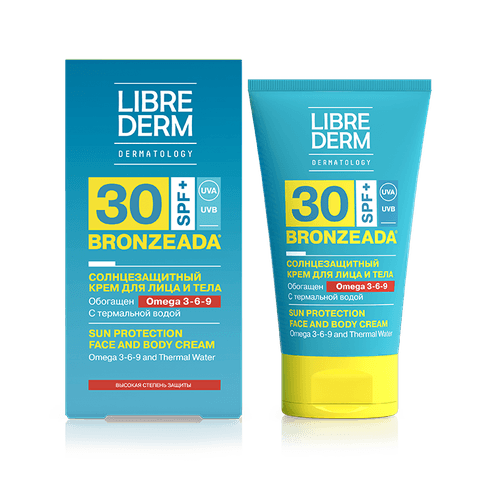 СОЛНЦЕЗАЩИТНЫЙ КРЕМ LIBREDERM BRONZEADA  SPF30 С ОМЕГА 3-6-9 И ТЕРМАЛЬНОЙ ВОДОЙ