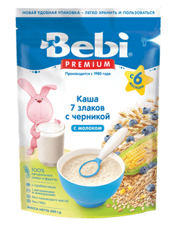 "Bebi Premium" молочная каша 7 злаков с черникой