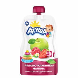 Агуша фруктово ягодное пюре, яблоко клубника малин