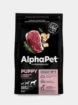 Корм AlphaPet SP для щенков с говядиной и рубцом
