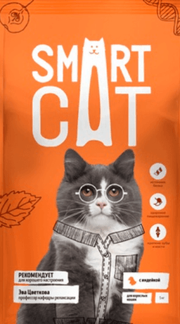 Корм Smart Cat для взрослых кошек с индейкой