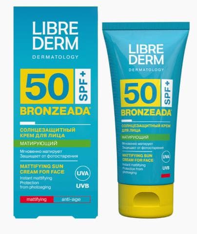 Солнцезащитный крем для лица Librederm матирующий Bronzeada spf 50