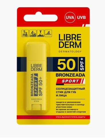 Солнцезащитный стик Librederm Bronzeada Sport для губ и лица