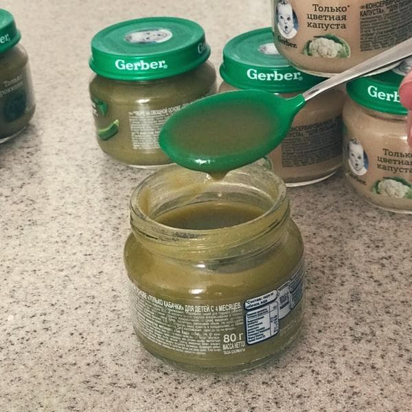 Пюре Gerber кабачок — фото из отзыва «Кабачок-кабачок полезай ка ко мне в рот»