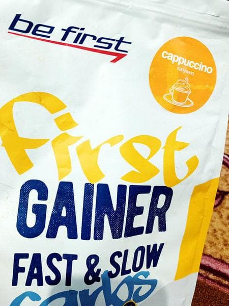 Be First Гейнер First GAINER 1000 гр — фото из отзыва «Что: гейнер, вкус капучино.»