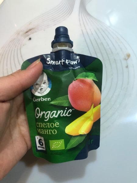 Пауч Gerber organic Спелое манго — фото из отзыва «Сладкое манго для перекуса»