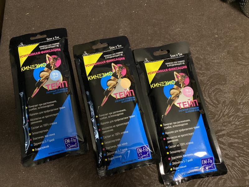 Кинезио тейп Em-Fix Sport — фото из отзыва «Удобная упаковка, цена, качество!»