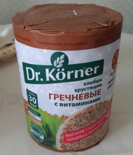 Хлебцы Dr. Korner хрустящие гречневые с витаминами — фото из отзыва «Полезная замена хлеба»