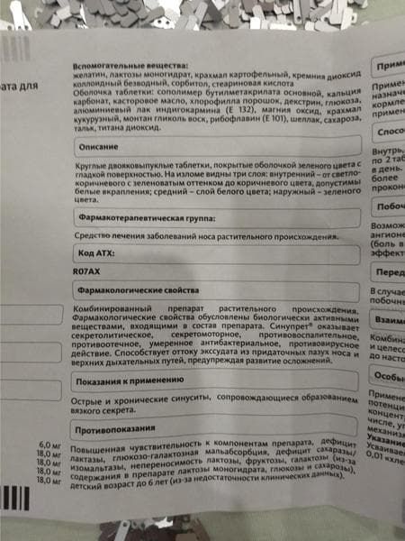 Таблетки Синупрет Bionorica — фото из отзыва «Синупрет помогает при насморке» (4 из 5)