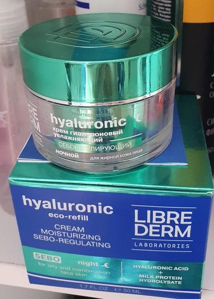 Крем для лица Eco-Refill Гиалуроновый Librederm Себорегулирующий ночной для жирной  кожи 50 мл — фото из отзыва «Мой фаворит среди ночных кремов»