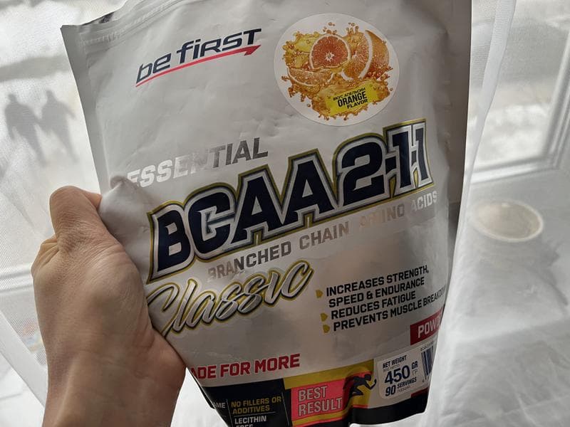 Be First BCAA 2:1:1 Powder 450 гр — фото из отзыва «Бцаа содержит в своей цепочки 3 незаменимые аминокислоты»