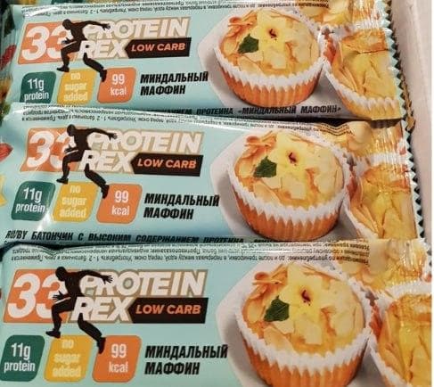Батончик Protein rex Миндальный маффин — фото из отзыва «Protein rex. Здоровый вкусный протеиновый перекус» (1 из 2)