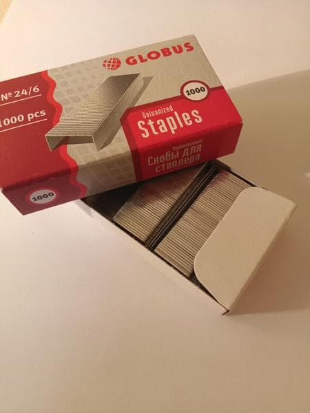 Скобы для степлера "Globus" — фото из отзыва «Хорошие скобы, отличная цена, долго служат в быту»