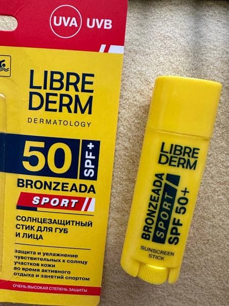 Солнцезащитный стик Librederm Bronzeada Sport для губ и лица — фото из отзыва «Отличная защита от солнца для чувствительных участков кожи л» (1 из 3)