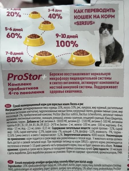 Сухой корм для кошек Sirius — фото из отзыва «Неплохой корм для своего сегмента» (2 из 3)