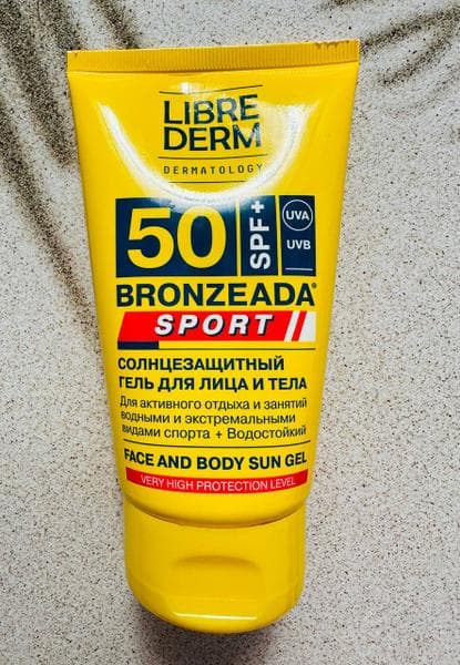 Cолнцезащитный Гель Либридерм Bronzeada Sport для лица и тела SPF 50 — фото из отзыва «Для занятий спортом и купания замечательно!» (1 из 4)