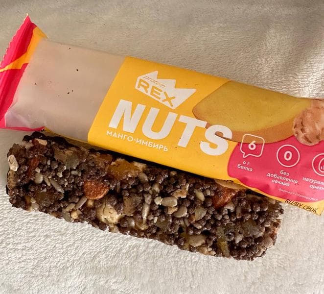 Ореховый батончик ProteinRex Nuts Манго-имбирь — фото из отзыва «Полезный и сытный перекус» (1 из 2)