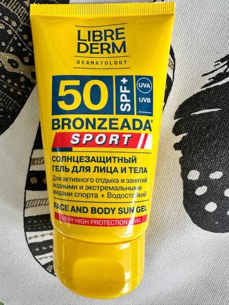 Cолнцезащитный Гель Либридерм Bronzeada Sport для лица и тела SPF 50 — фото из отзыва «Лучшая защита от активного солнца» (3 из 3)