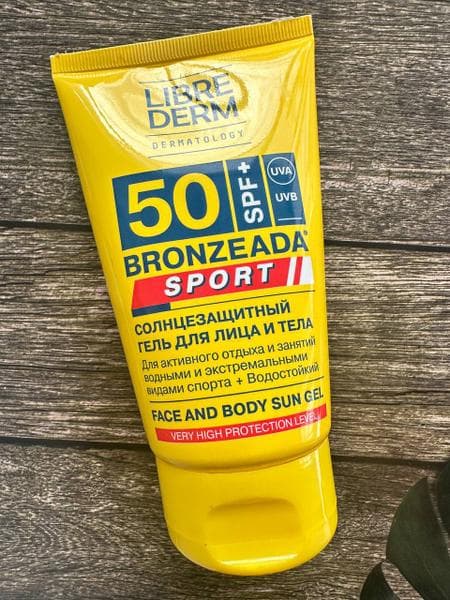 Cолнцезащитный Гель Либридерм Bronzeada Sport для лица и тела SPF 50 — фото из отзыва «Лучшая защита для в воде» (1 из 2)