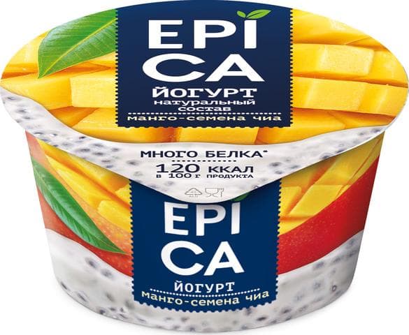 Йогурт "Epica", манго и семена чиа