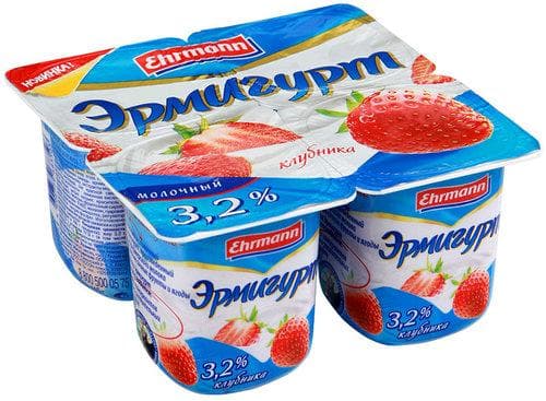 Йогурт Ehrmann Эрмигурт, клубника 3,2%