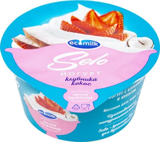 Йогурт "Solo" клубника кокос "Ecomilk"