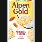 Шоколад  Alpen Gold Белый шоколад Миндаль и кокос фото 1 